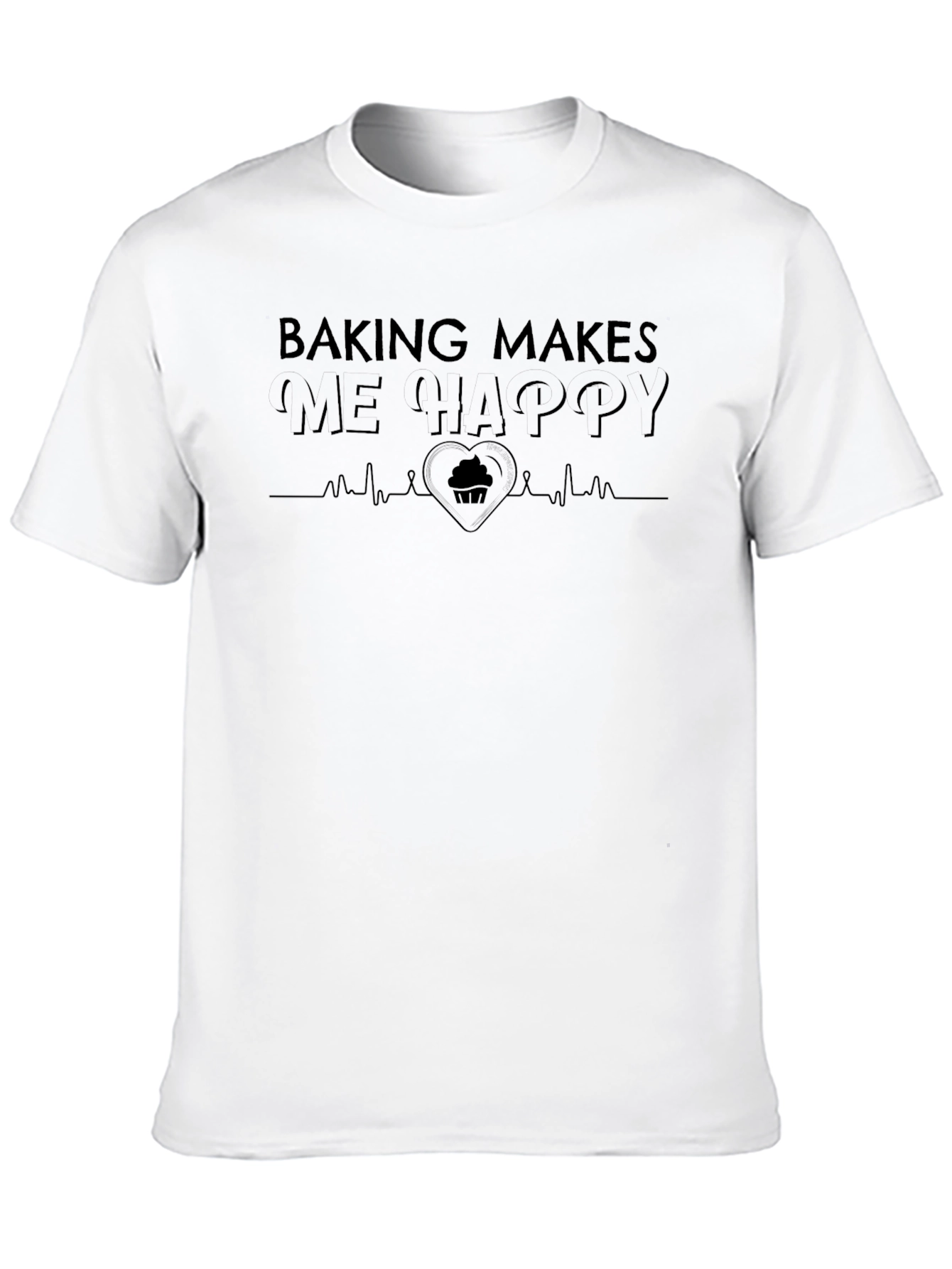 Baking Makes Me Happy Black T-Shirt
