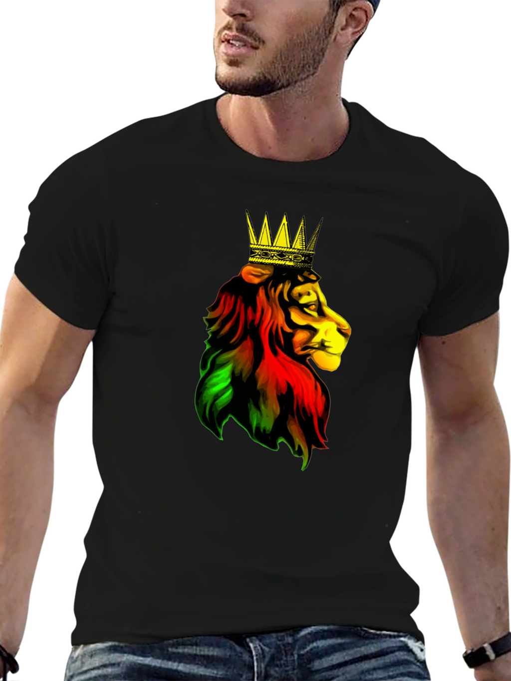 Rasta Lion King Black T-Shirt