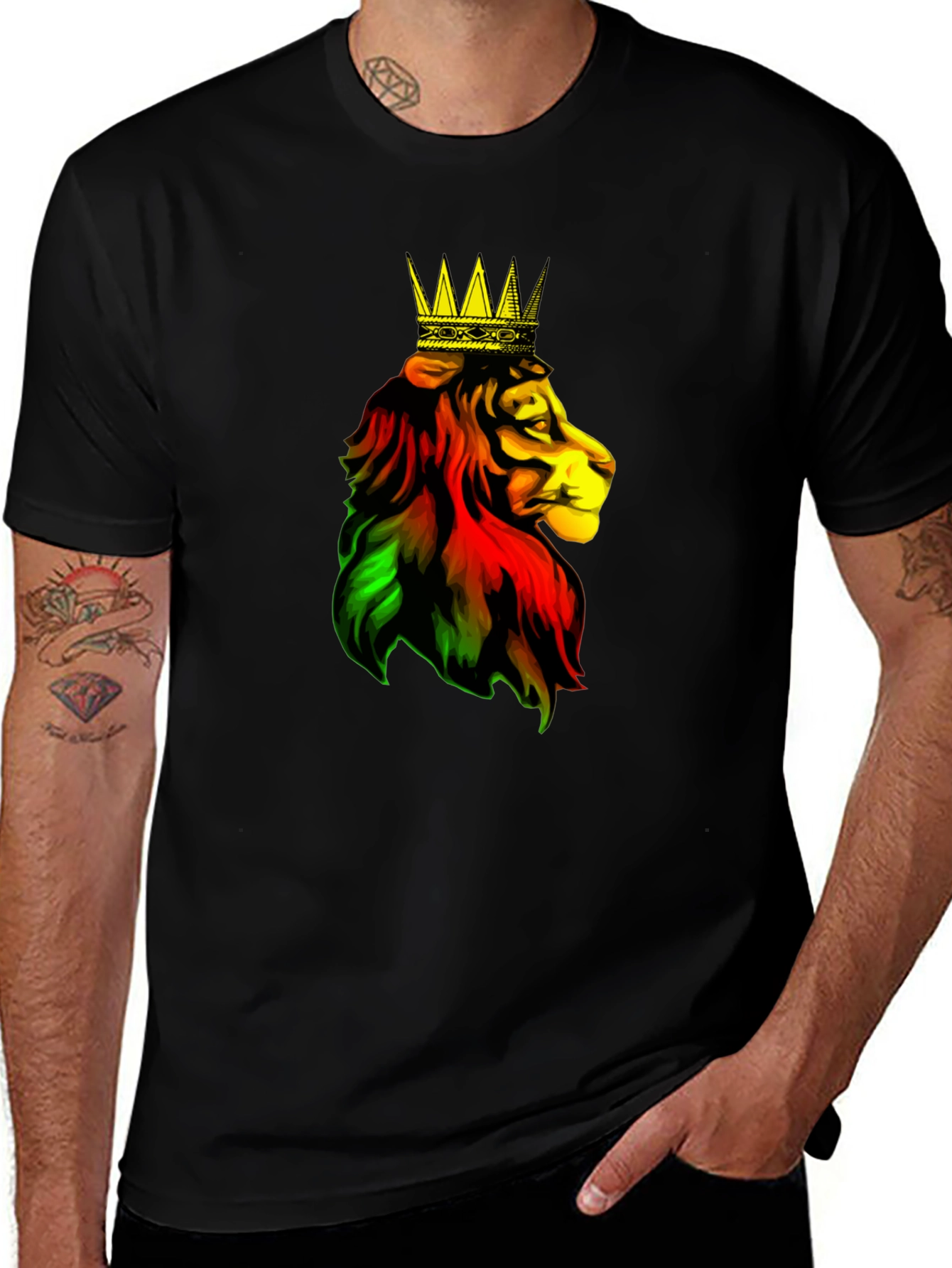 Rasta Lion King Black T-Shirt