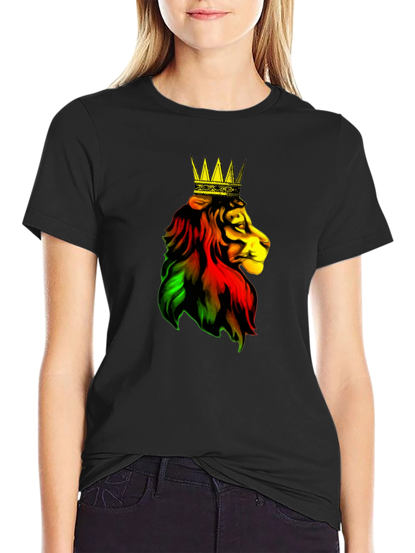 Rasta Lion King Black T-Shirt