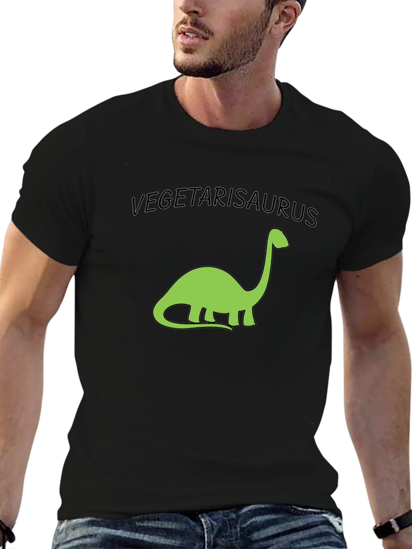 Vegetarisaurus T-Shirt - Black Cotton Tee