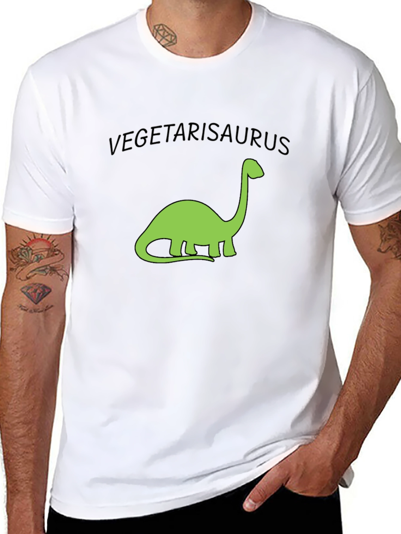 Vegetarisaurus T-Shirt - Black Cotton Tee