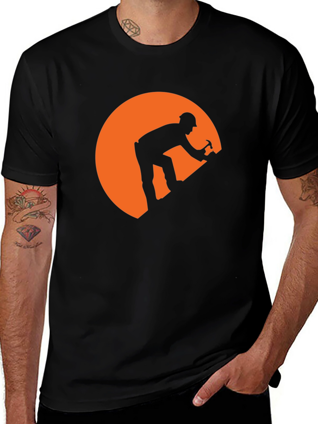 Miner Silhouette Graphic Tee - Black