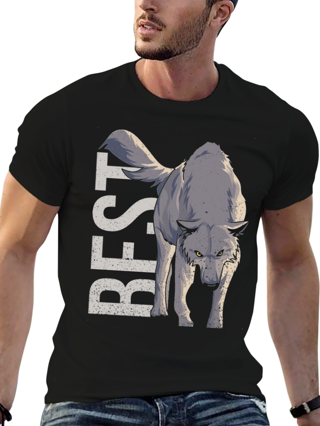 Best Wolf Graphic T-Shirt - Black Cotton Tee