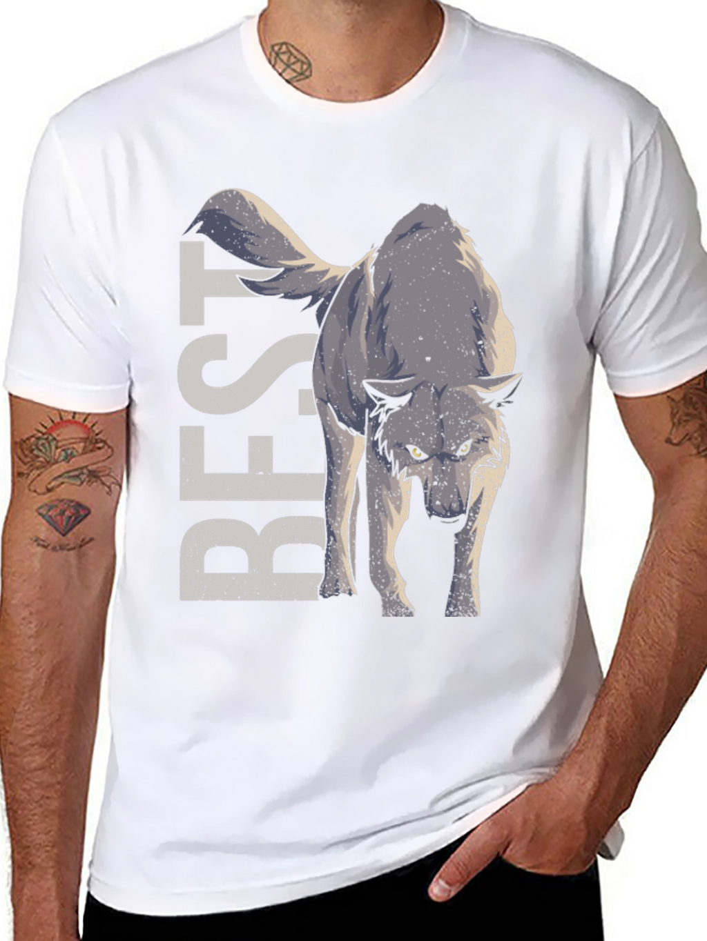 Best Wolf Graphic T-Shirt - Black Cotton Tee