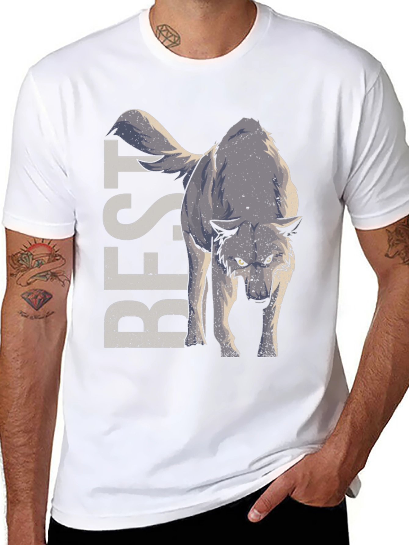 Best Wolf Graphic T-Shirt - Black Cotton Tee