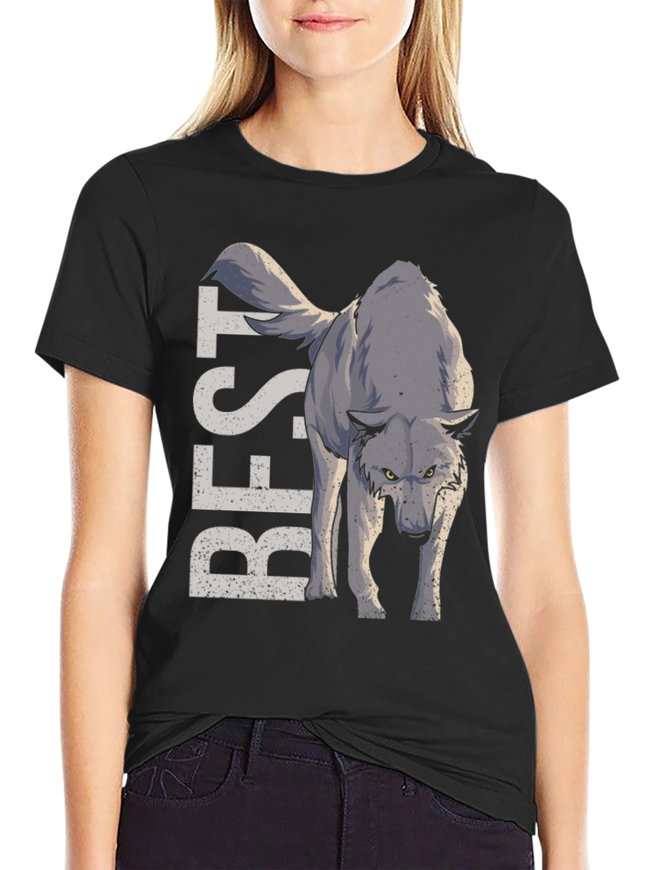 Best Wolf Graphic T-Shirt - Black Cotton Tee