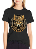 Tribal Fox Graphic Tee - Stylish Mens Black T-Shirt