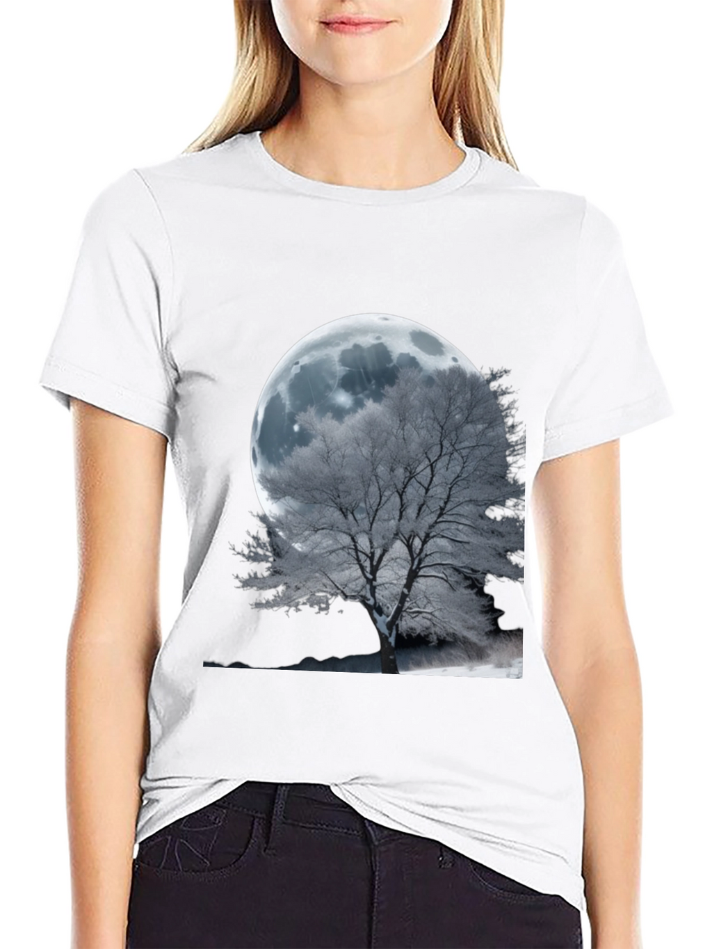 Moonlit Tree Graphic T-Shirt - Unique Design