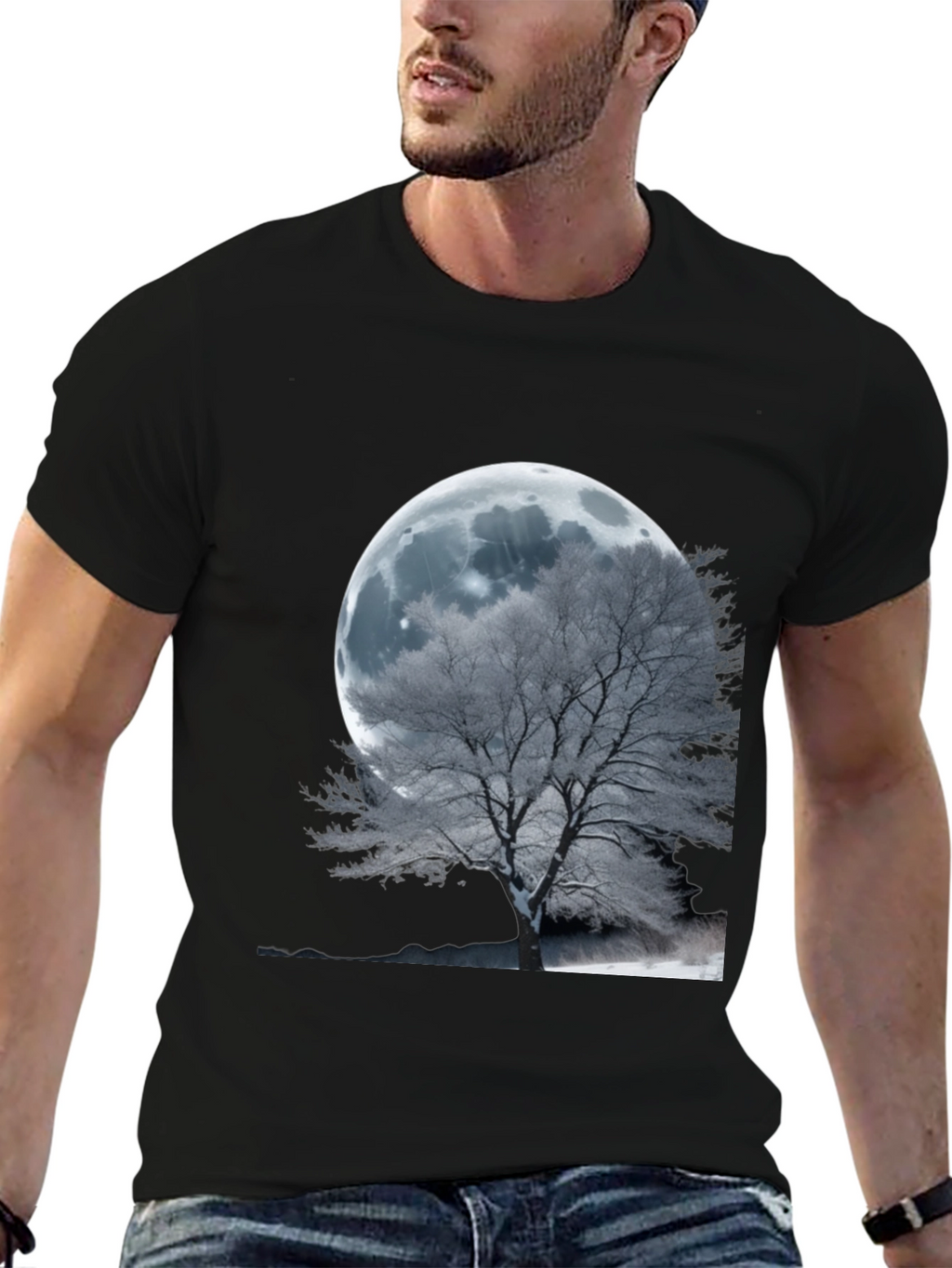 Moonlit Tree Graphic T-Shirt - Unique Design