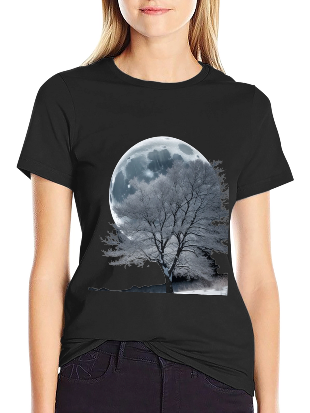 Moonlit Tree Graphic T-Shirt - Unique Design