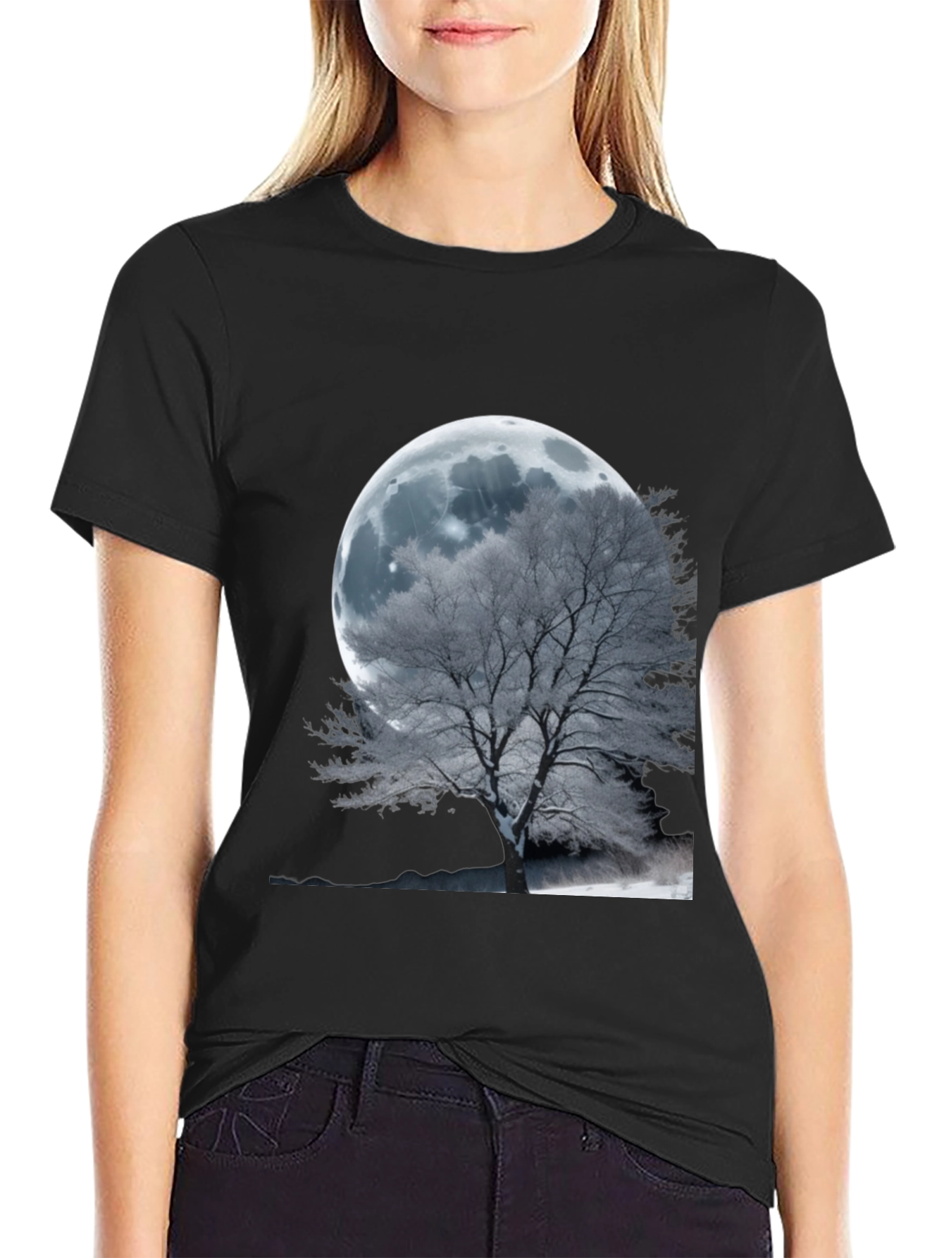 Moonlit Tree Graphic T-Shirt - Unique Design