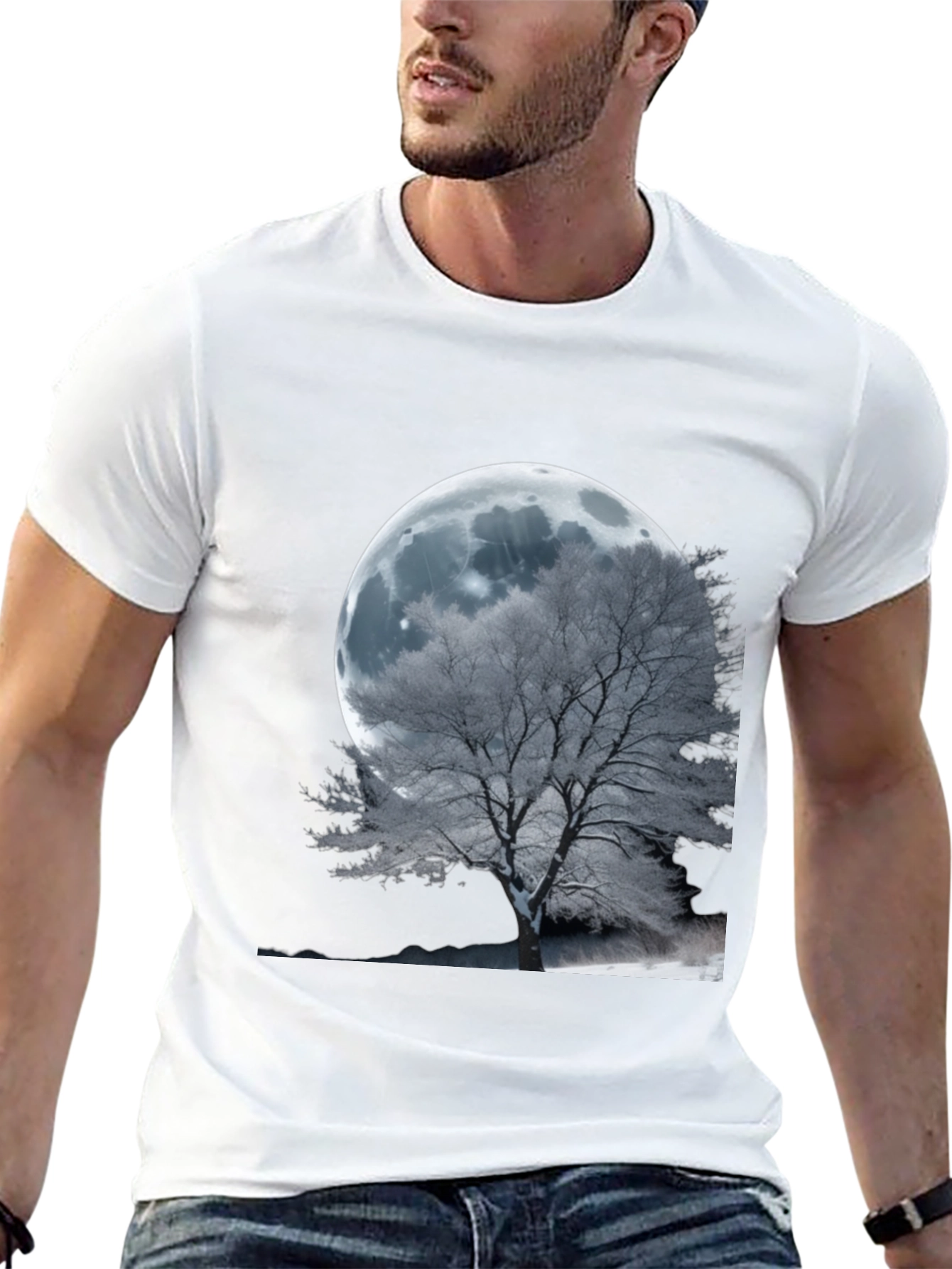 Moonlit Tree Graphic T-Shirt - Unique Design