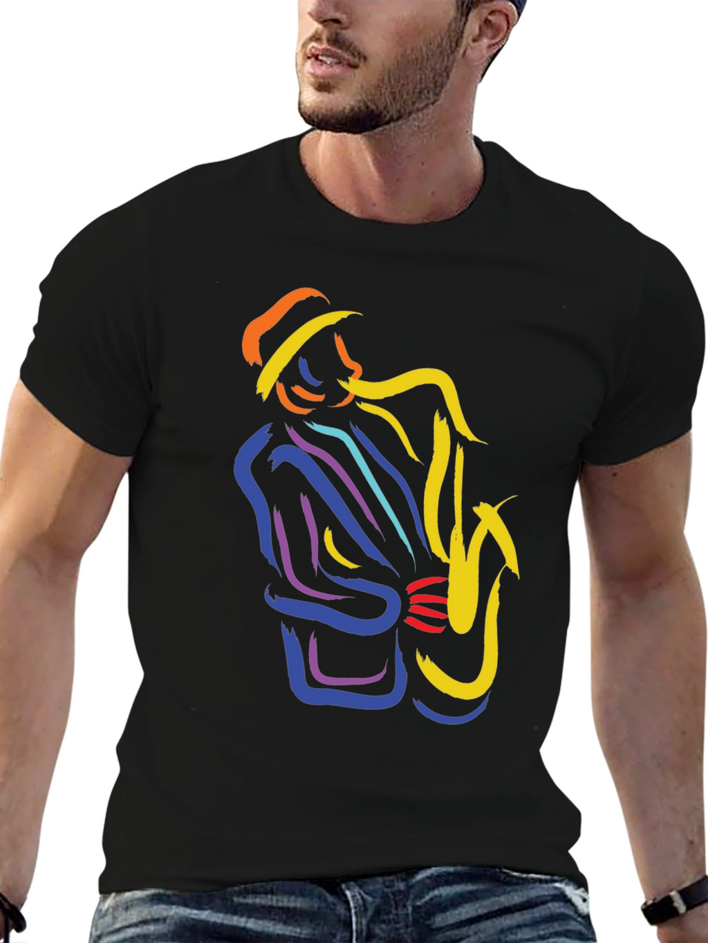 Jazz Saxophone Player Graphic T-Shirt