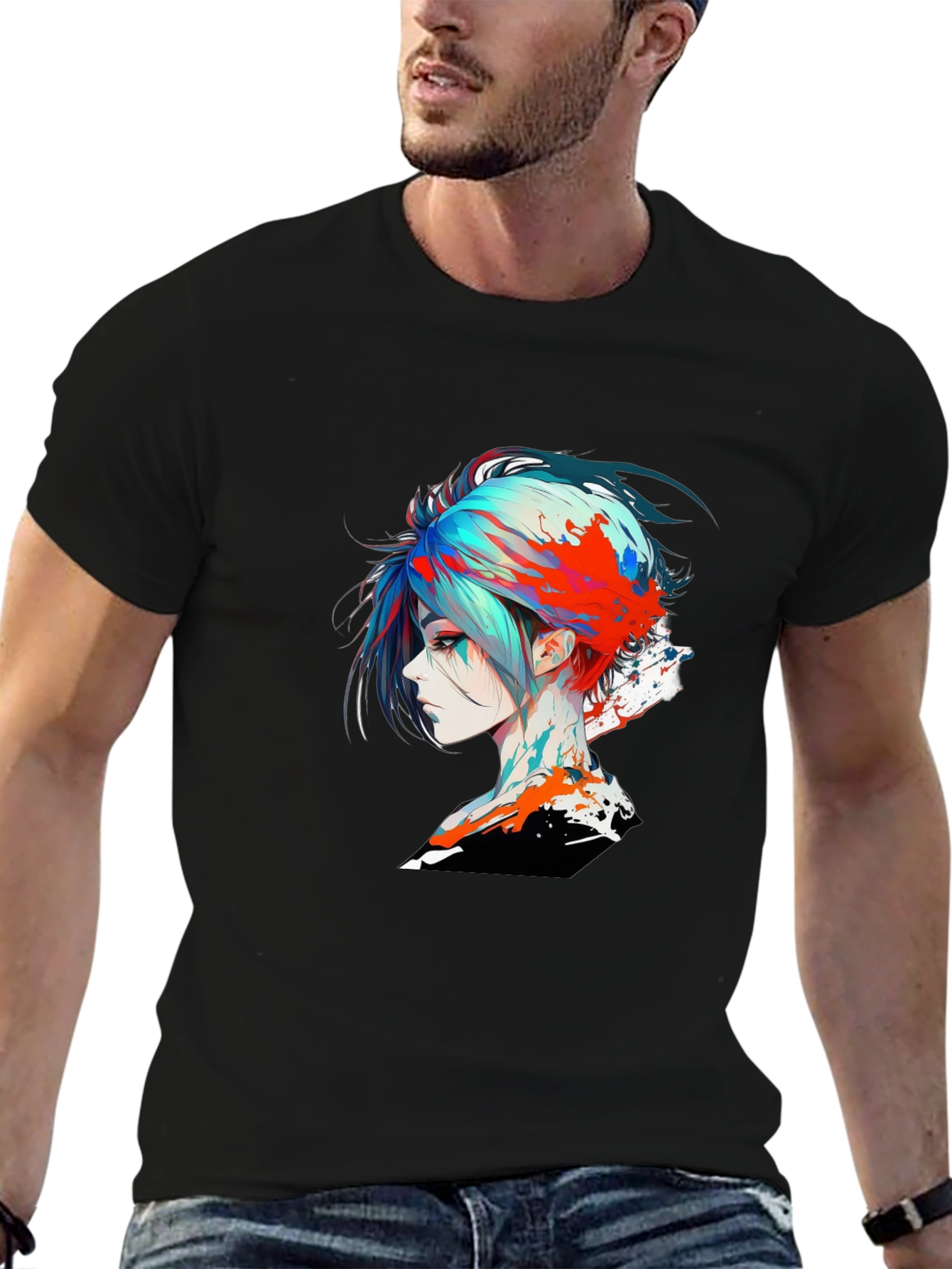 Edgy Anime Girl Graphic T-Shirt
