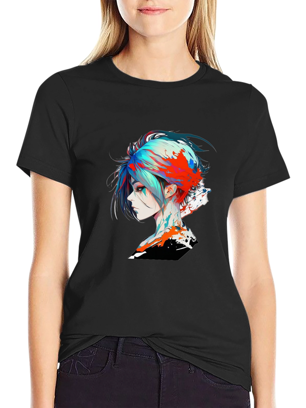 Edgy Anime Girl Graphic T-Shirt
