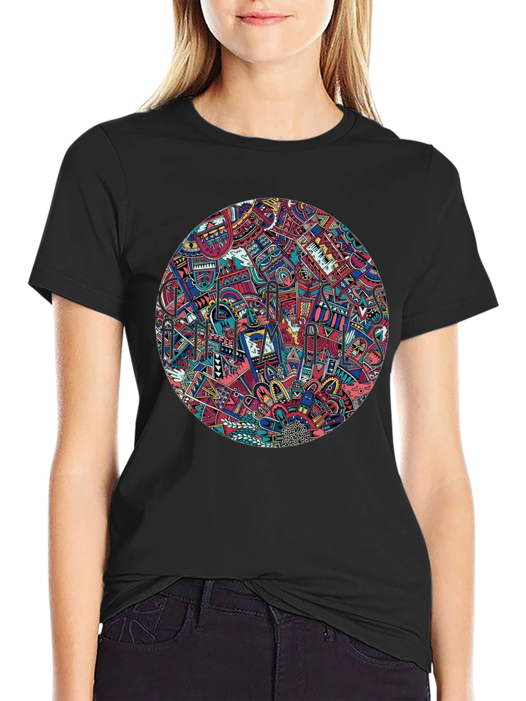 Abstract Psychedelic Mandala Mens Black T-Shirt