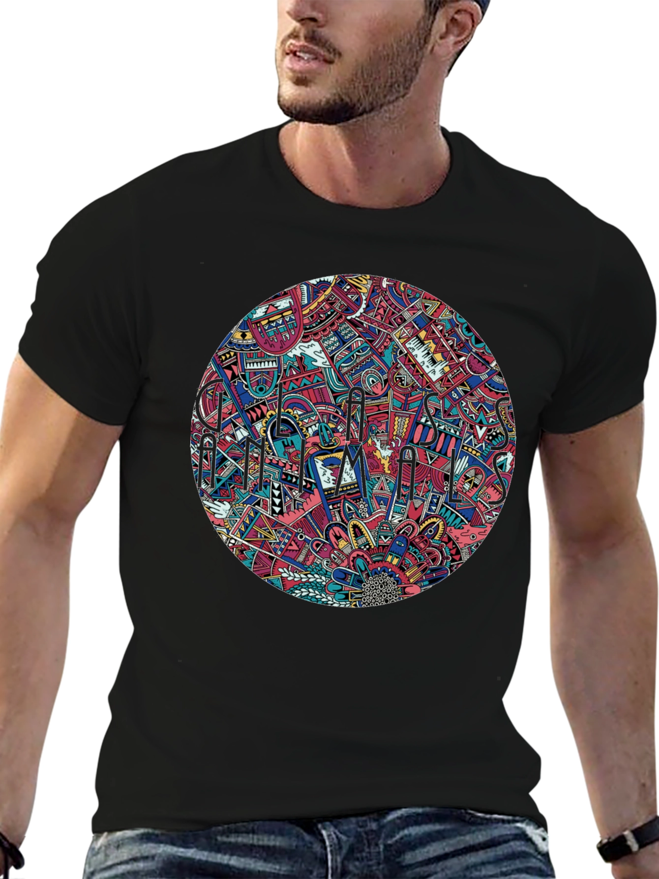 Abstract Psychedelic Mandala Mens Black T-Shirt
