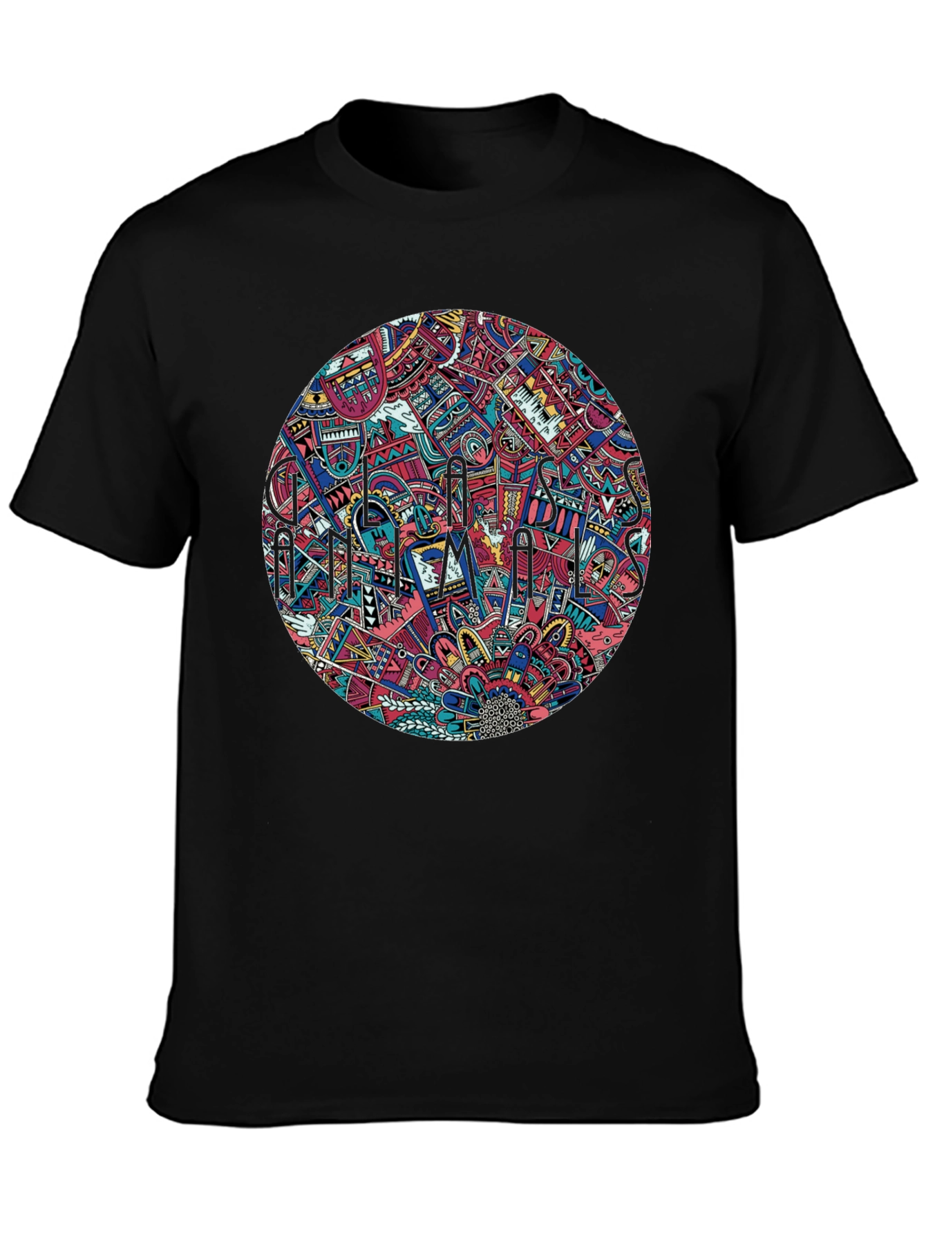 Abstract Psychedelic Mandala Mens Black T-Shirt