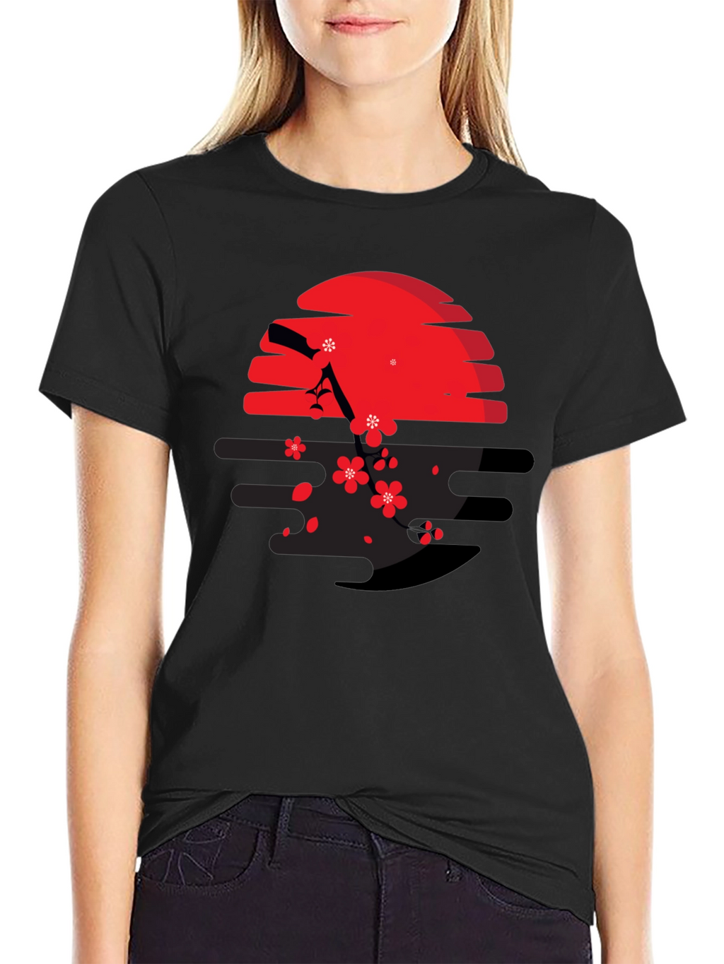 Red Sun & Cherry Blossom Graphic Tee