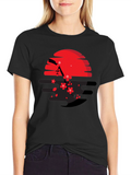 Red Sun & Cherry Blossom Graphic Tee