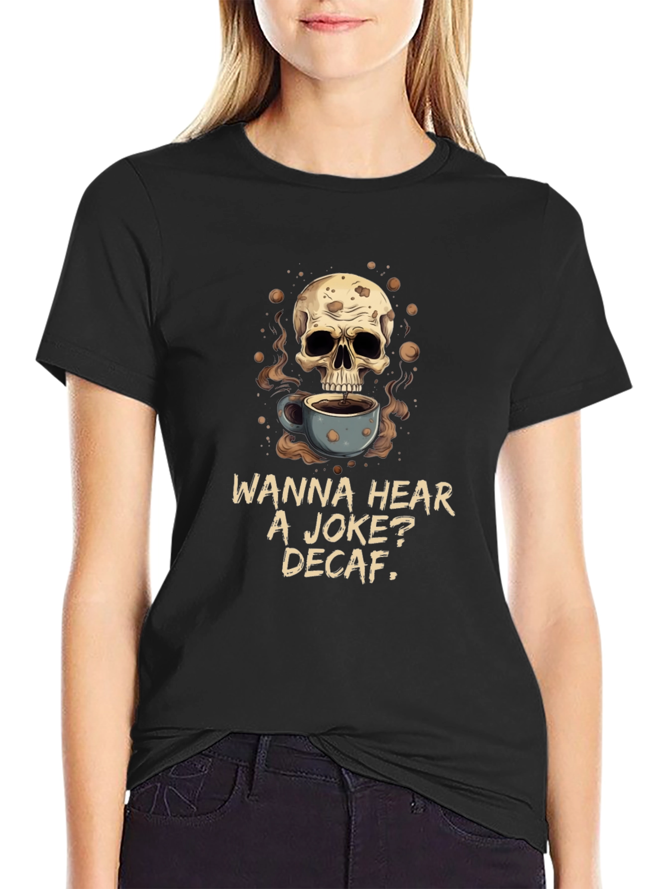 Skull Coffee Joke Graphic Tee
