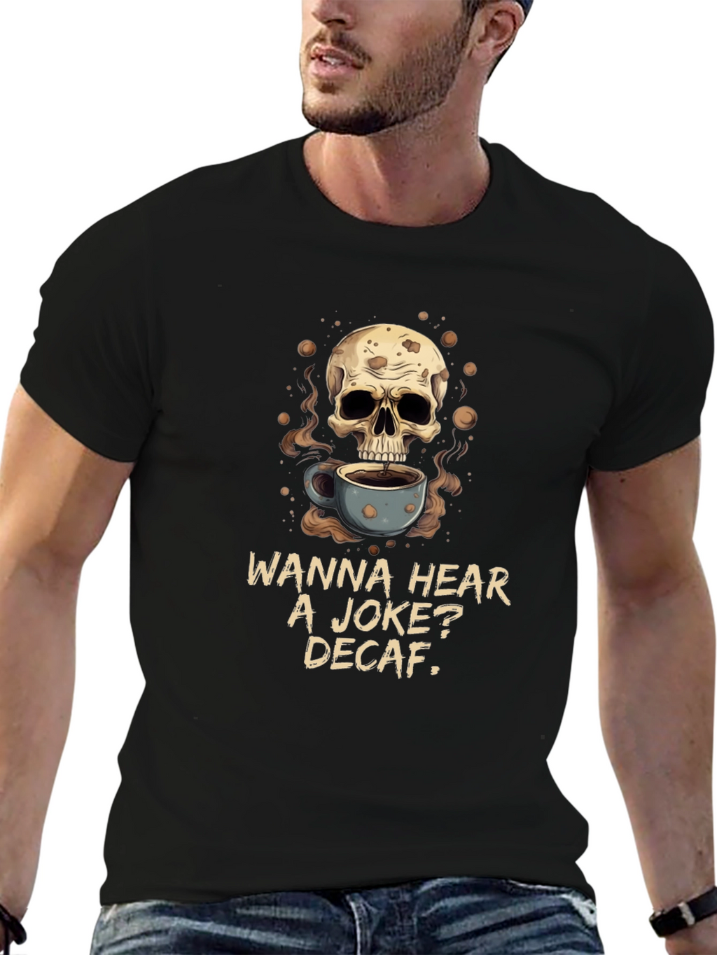 Skull Coffee Joke Graphic Tee