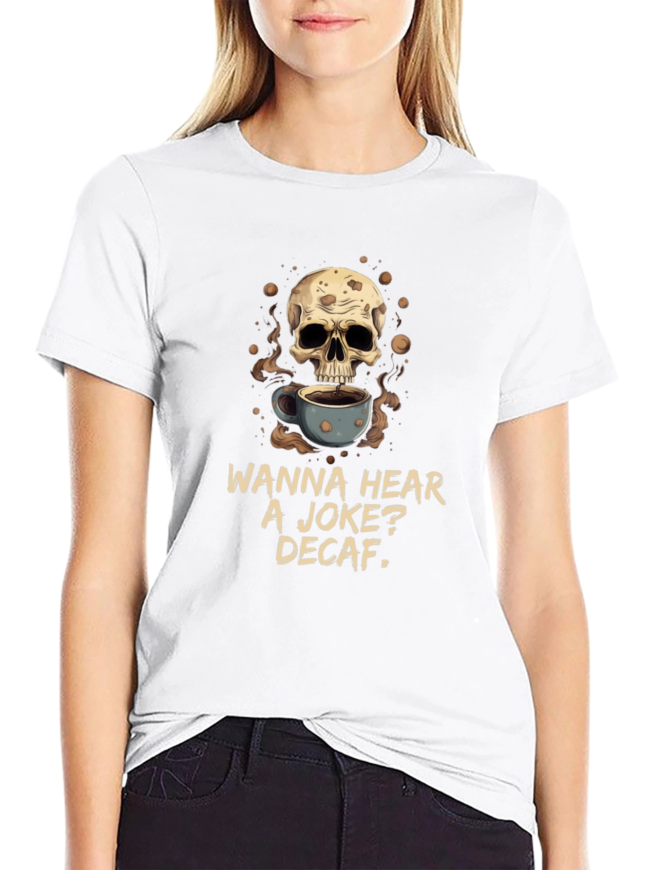 Skull Coffee Joke Graphic Tee