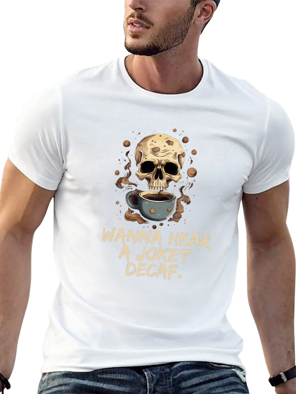 Skull Coffee Joke Graphic Tee