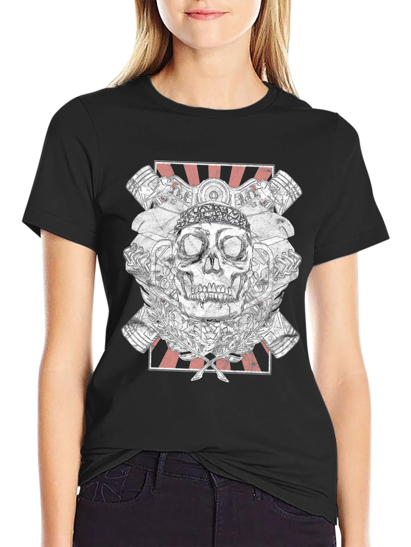 Skull & Engine T-Shirt - Black Graphic Tee