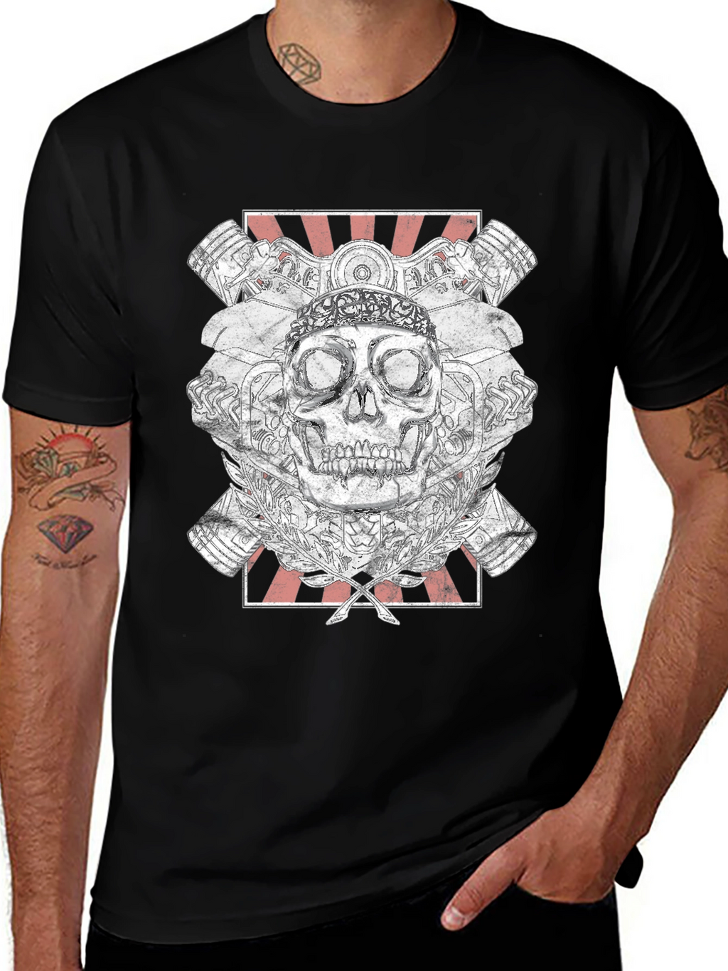 Skull & Engine T-Shirt - Black Graphic Tee