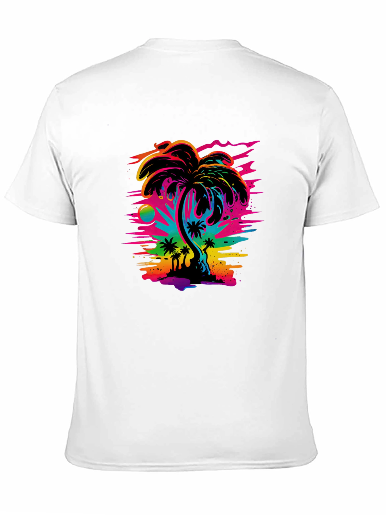 Vibrant Palm Tree Graphic Black T-Shirt