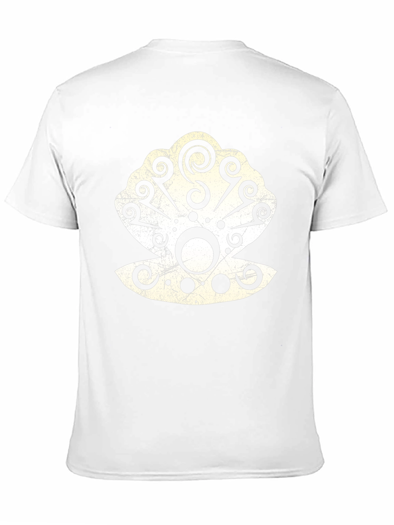 Tribal Seashell Graphic Tee - Black Cotton Casual T-Shirt