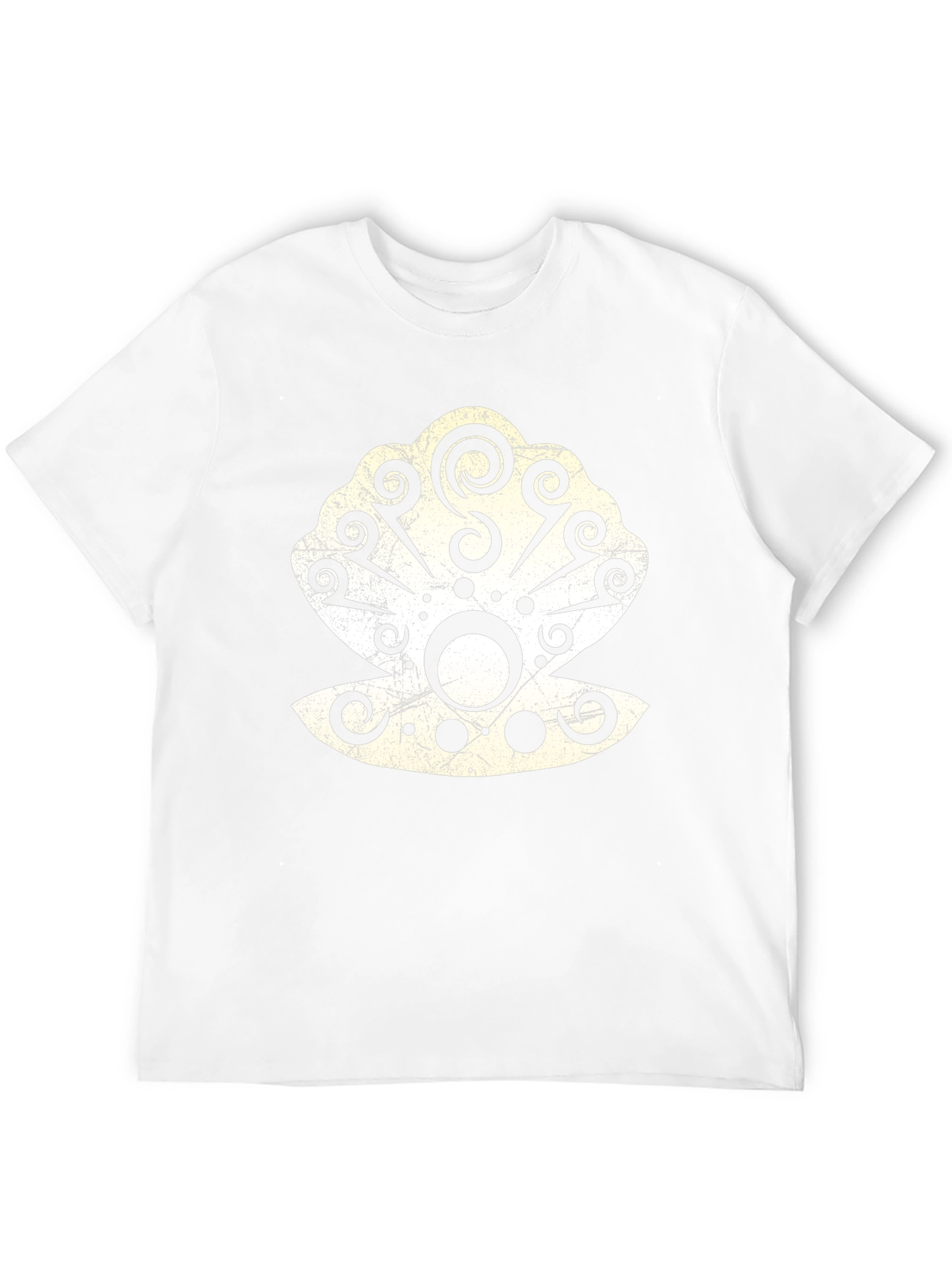 Tribal Seashell Graphic Tee - Black Cotton Casual T-Shirt
