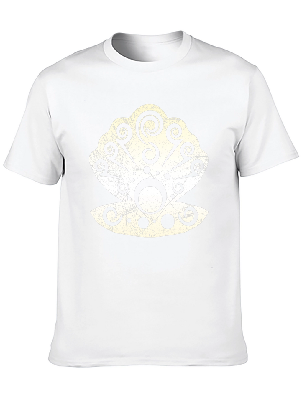 Tribal Seashell Graphic Tee - Black Cotton Casual T-Shirt