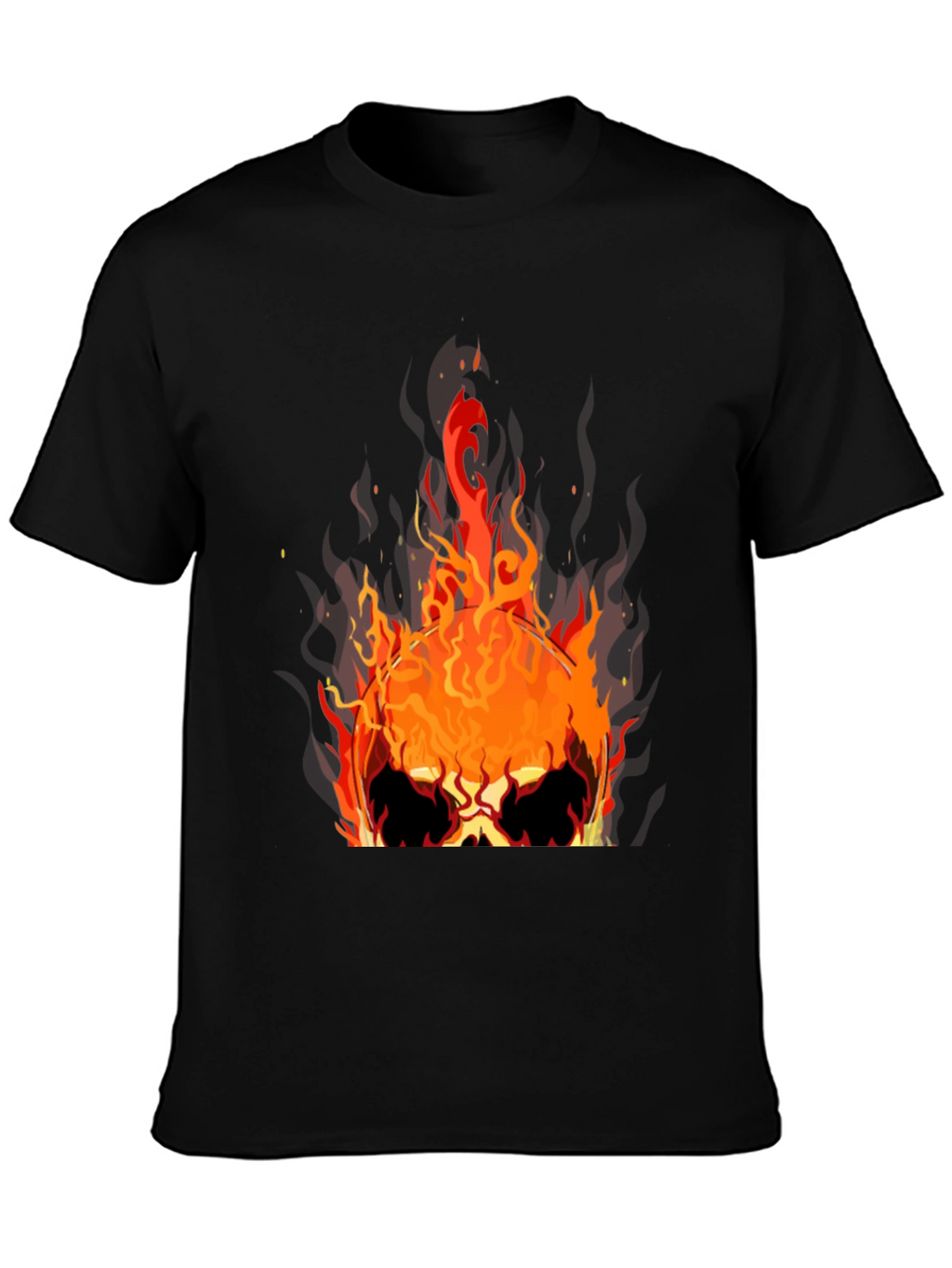 Flaming Skull Graphic Tee - Mens Black T-Shirt