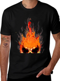 Flaming Skull Graphic Tee - Mens Black T-Shirt