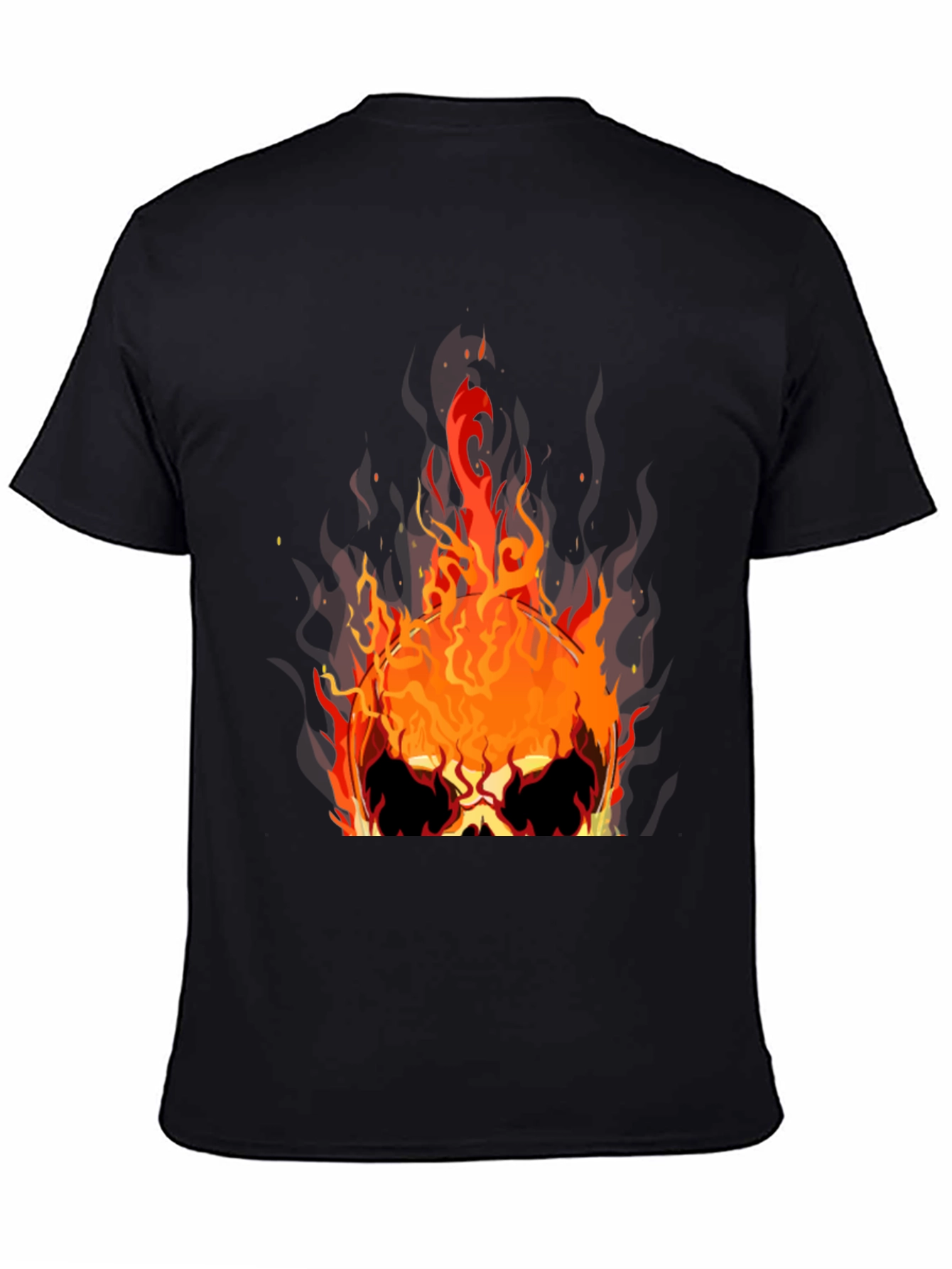Flaming Skull Graphic Tee - Mens Black T-Shirt