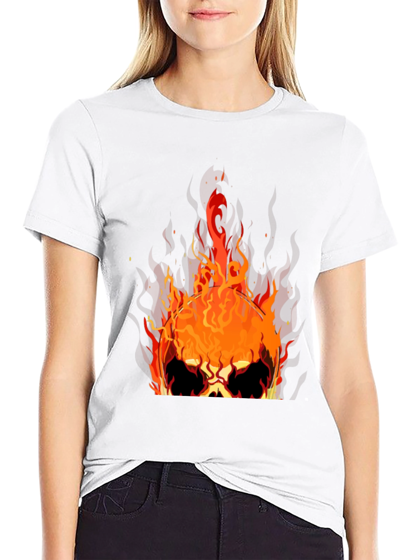 Flaming Skull Graphic Tee - Mens Black T-Shirt