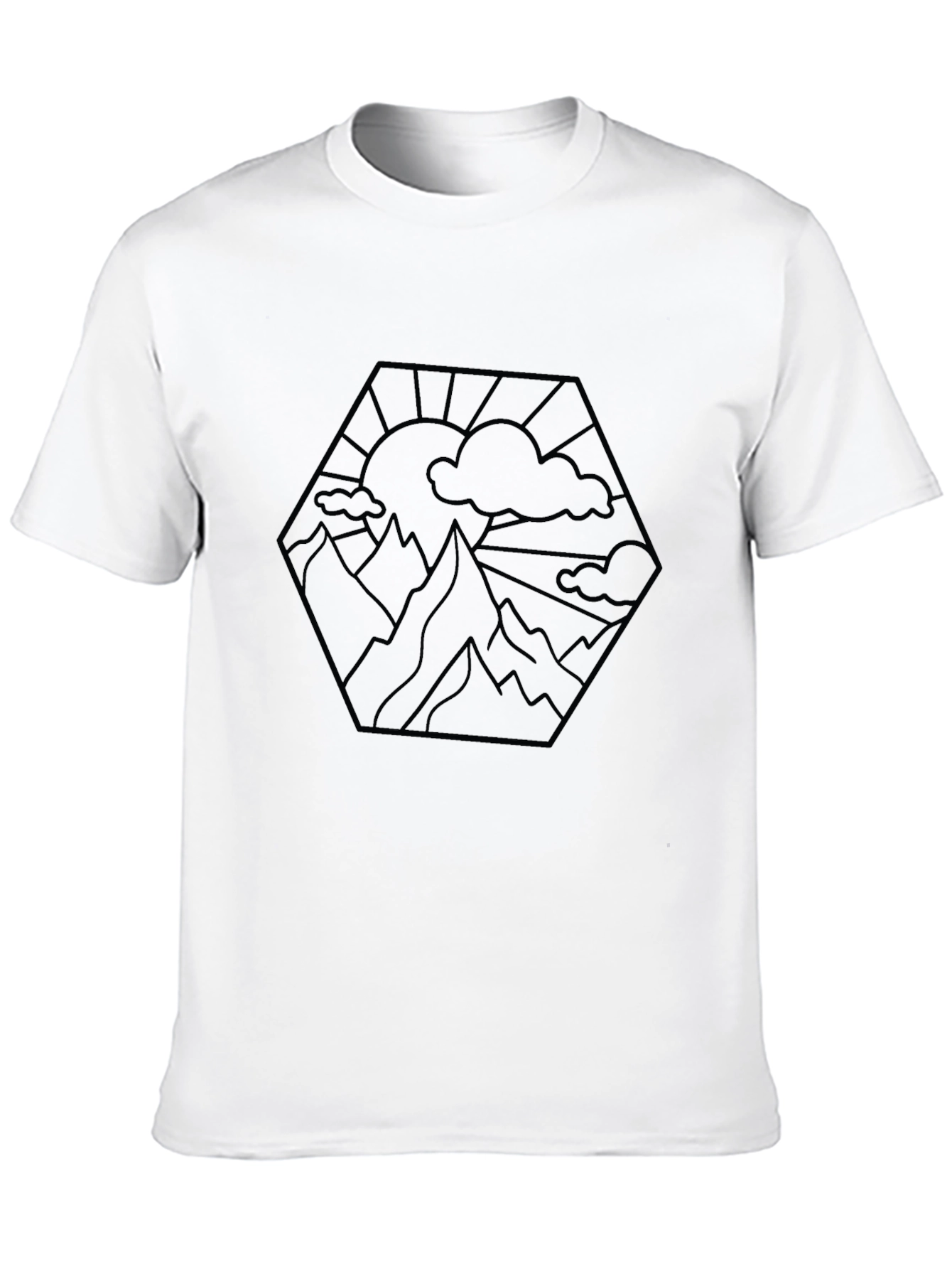 Geometric Mountainscape T-Shirt - Stylish Black Tee