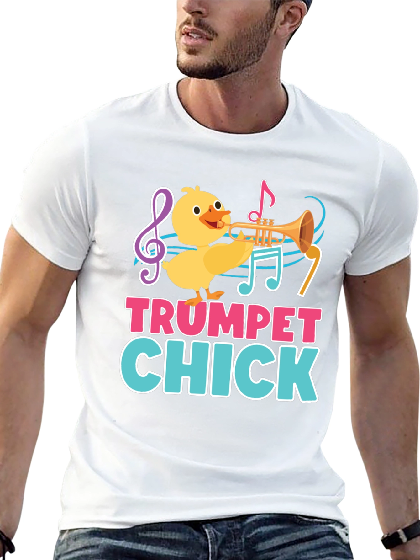 Trumpet Chick Graphic Tee - Musical Bird Lover T-Shirt