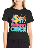 Trumpet Chick Graphic Tee - Musical Bird Lover T-Shirt