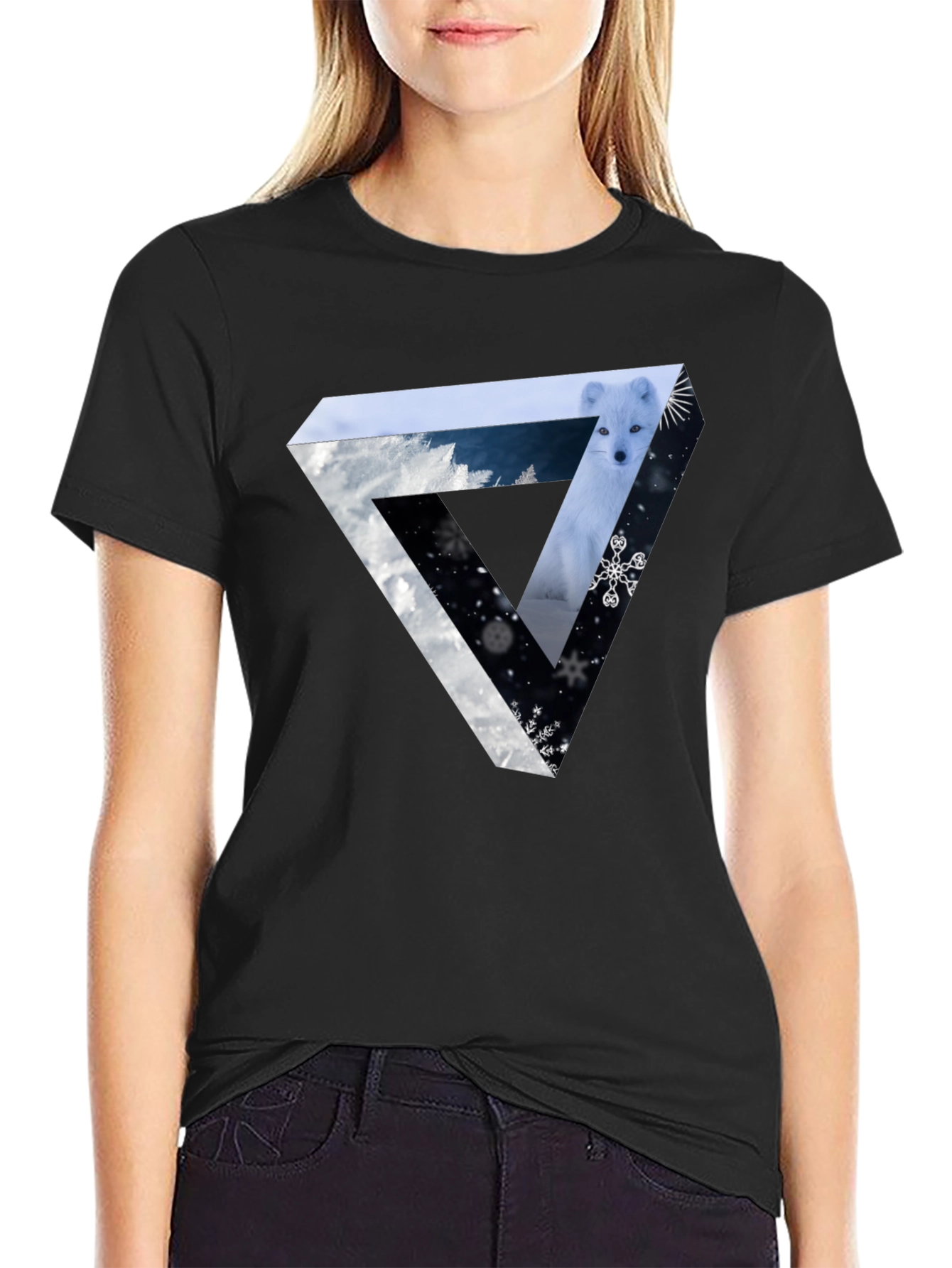 Abstract Fox Winter Triangle Graphic Tee